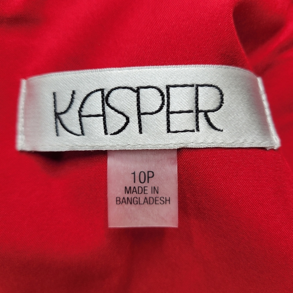 Kasper Dress Size 10P Red Black Trim Sleeveless Kick Pleat Back Zipper Lined - Picture 5 of 10